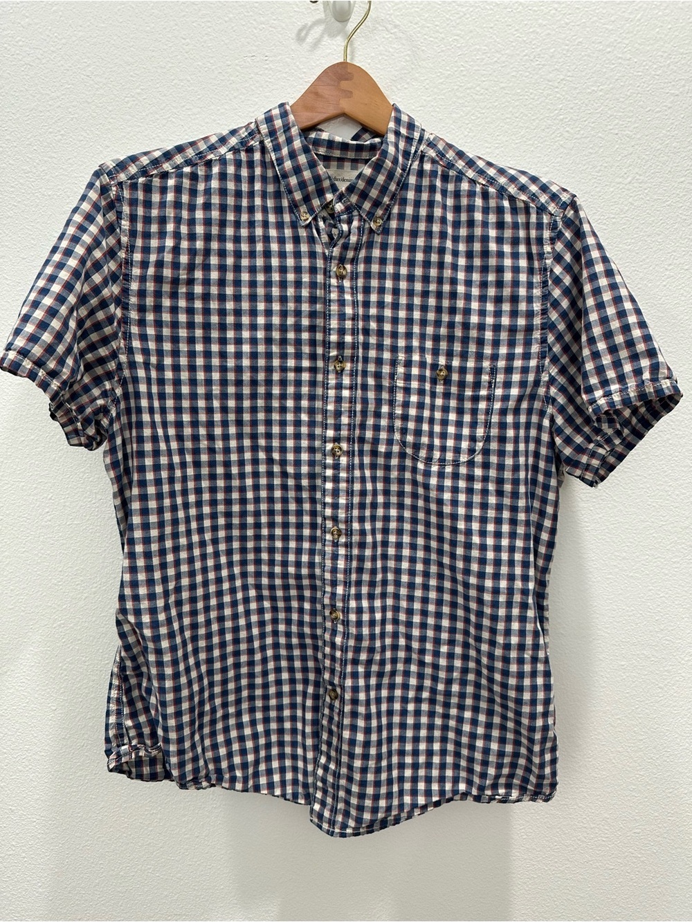 Bombfell Life After Denim Short-Sleeve Check Shirt in Navy and White plaid
